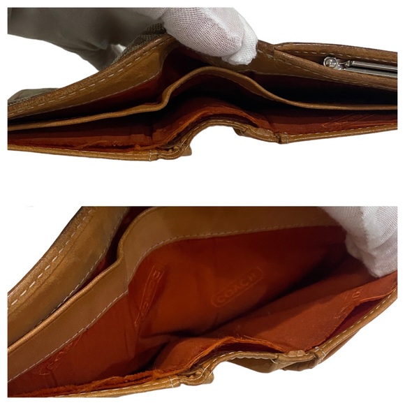 COACH brown KISSLOCK WALLET  - leather - fabric - monogram pattern - unisex - Picture 9 of 17